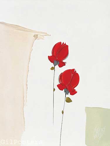 זוג פרחים אדומים  רומנטי עיצוב מודרני מינמליסטי שוואזי ורד